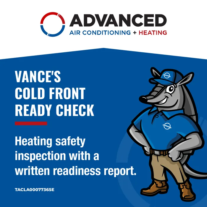 Vance's Cold Front Ready Check — heating safety inspection with a written readiness report